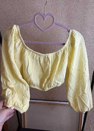 Мусліновий жіночий топ з довгим рукавом