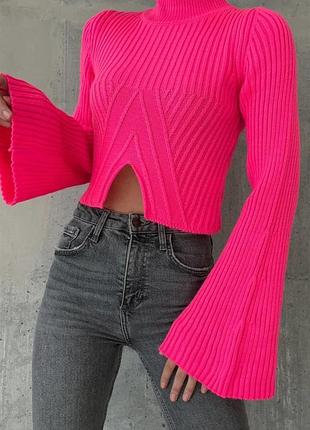 Распродажа 🏷 турецкий яркий укороченный свитер мирер с рукавами клеш