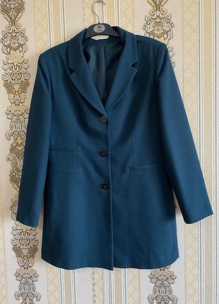 Стильний подовжений піджак, темно смарагдовий піджак жакет