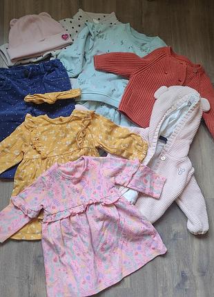 Лот детских вещей на девочку 6-9 месяцев на осень