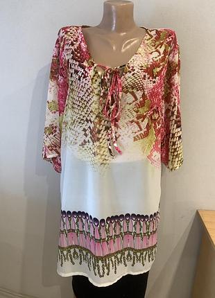 Стильная яркая шифоновая туника, батал