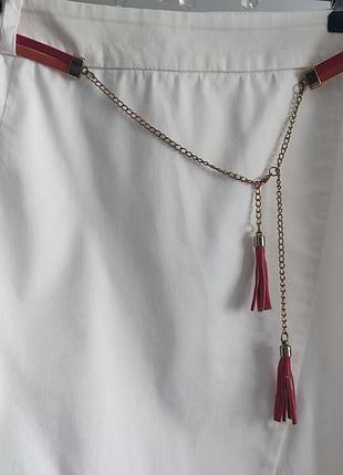 Юбка оstin с декоративным ремнем на подкладке, размер м, цвет айвори