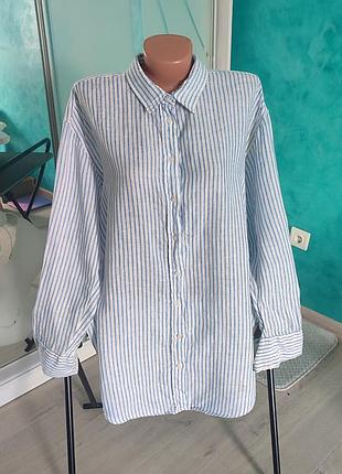 Сорочка оверсайз подовжена льон h&amp;m