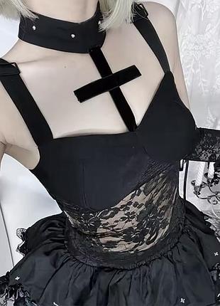 Топ з чокером готика гранж темна лолита