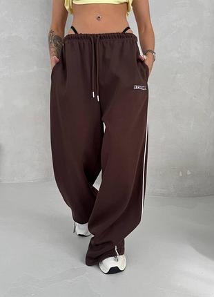 Женские джоггеры широкие брюки оверсайз коричневые мод.2062