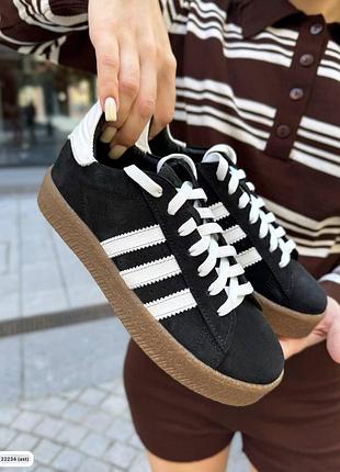 🔥кеды adelix черный замш с белыми полосками.