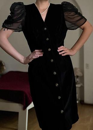 Вінтажна оксамитова сукня 1980-х років від бренду kim, елегантна класика