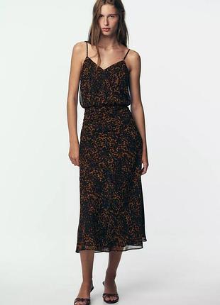 Платье миди с животным принтом