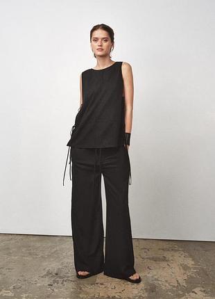 Топ на завязках с льном zara