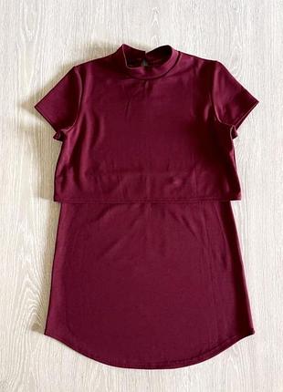 Boohoo сукня прямого крою кольору бургунд