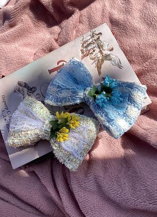 Неповторний бант заколка , твід, ручна робота
