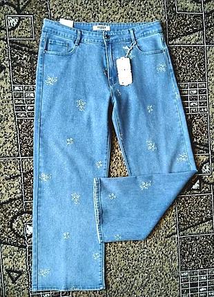 Модного фасона крутые джинсы со стразами и аппликацией, xl/xxl