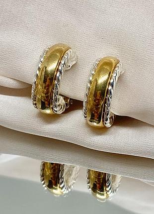 Кліпси золото-срібло вінтажна біжутерія