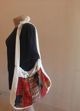 Льняная сумка в этническом стиле на плечо.usa