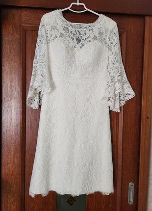 Весельное платье, ниже колена, гепюр, размер м, украинский производитель