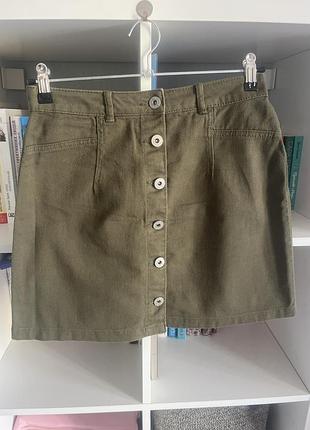 Хакі джинсова спідниця