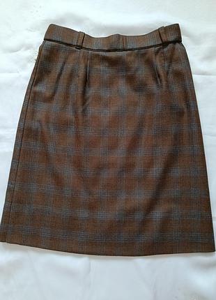 Теплая шерстяная юбка в клетку на подкладке