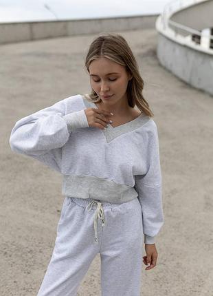 Костюм из турецкой трехнитки петли (пенье) туречки 🇹🇷меланж, шоколад, терракот, размеры: 42-48, мод 709