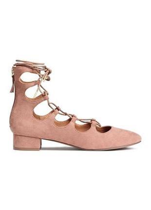 Замшевые туфлы, гладиаторные, стелька 25,5