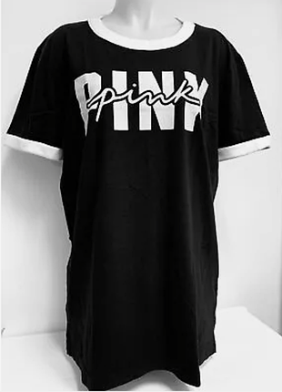 Женская хлопковая футболка pink от victoria secret, оверсайз