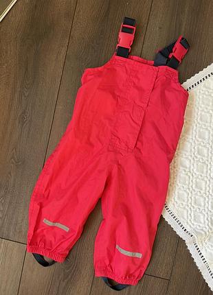 Яскравий рожевий комбінезон штани для вулиці плащові від дощу дощовик для дівчинки 6-12 міс 80 см