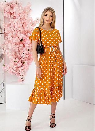 Сукня в горох з воланами внизу