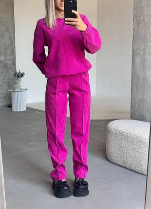 Женский брючный костюм вельвет вельветовый осень деми теплый