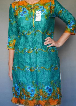 Туника хлопок, индийское платье, сари индийское