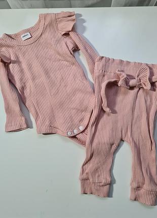 Костюм из боди в рубчик на девочку 56-68 г