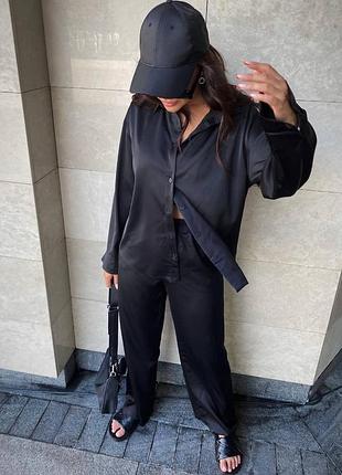 7️⃣5️⃣0️⃣грн жіночий шовковий брючний костюм сорочка + брюки штани