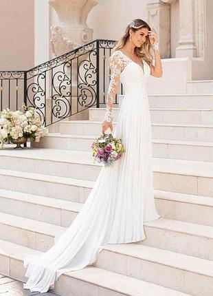 Новое шифоновое свадебное платье milanoo