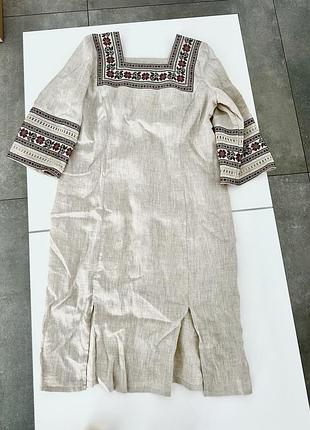 Льняное платье вышиванное льняное платье old money этническая одежда женская вышиванка