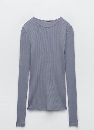 Сірий напівпрозорий лонгслів в рубчік м від zara