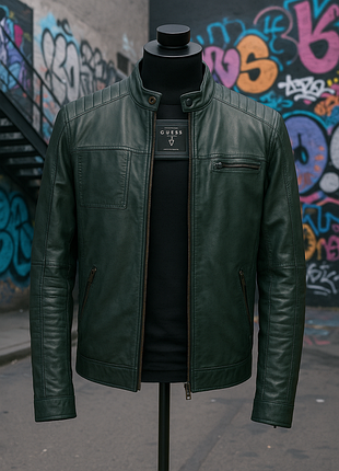 Мужская куртка guess в трендовом темно - зеленом цвете оригинал демисезонная
