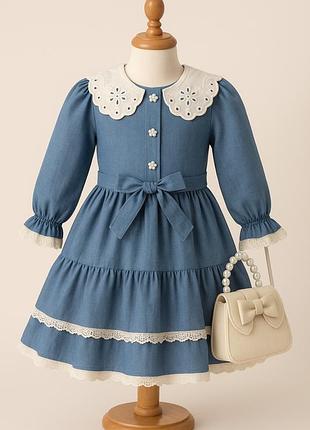 Джинсова легка сукня з сумкою