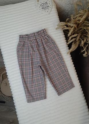 Свободные штанишки в клетку с высокой посадкой next 12-18 мес (80-86)