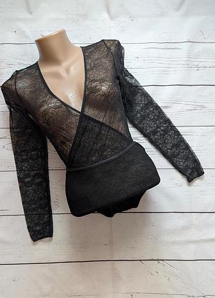 Кружевной черный боди от h&amp;m