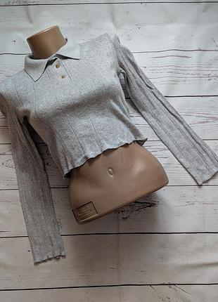 Серый поло на пуговицах от zara