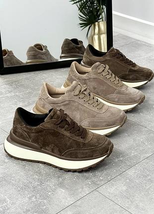 Жіночі замшеві кросівки шоколад