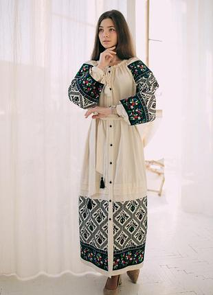 Вишивана сукня з паском 100% бавовна розмір xl