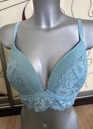 Шикарний, ажурний, бюстгальтер, в блакитному кольорі, від дорогого, бренду: new look