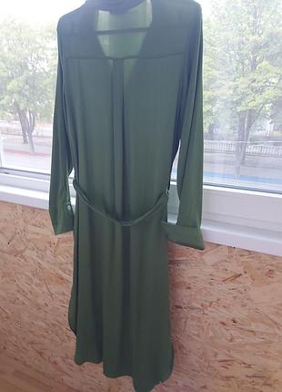 Платье - рубашка, с длинным рукавом и манжеты, с пояском и боковыми разрезами, невероятного цвета, реальный цвет на фото#2.