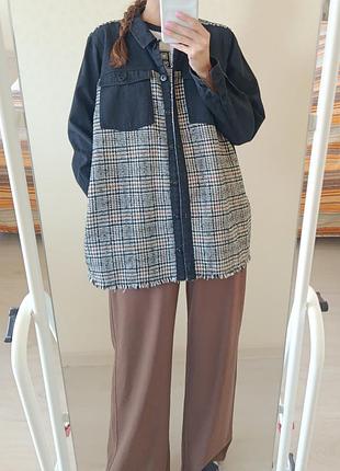 Комбинированная джинсовая рубашка