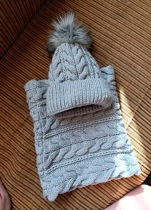 Комплект шапка+хомут, шарф