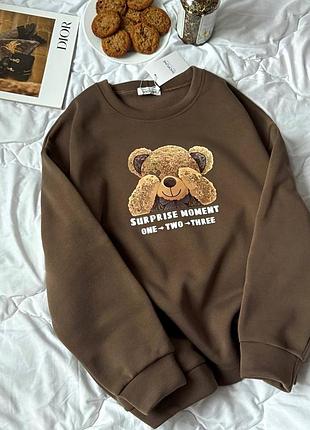 Теплий світшот з ведмедиком тринитка з начосом