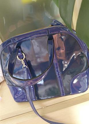 Лакированный синяя сумка 2