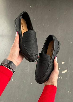 Лофери чорні з екошкіри жіночі