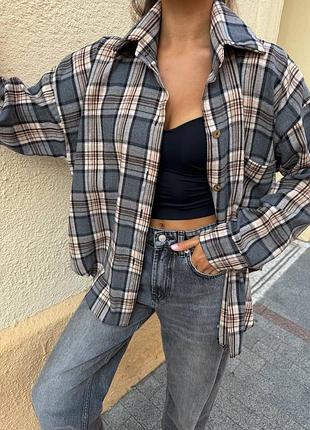 Жіноча фланелева сорочка в клітинку, рубашка