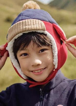 Очень теплая зимняя детская шапка ушанка на флисе