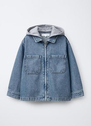 Джинсовая рубашка со съемным капюшоном zara 4545 (4110/701/427)